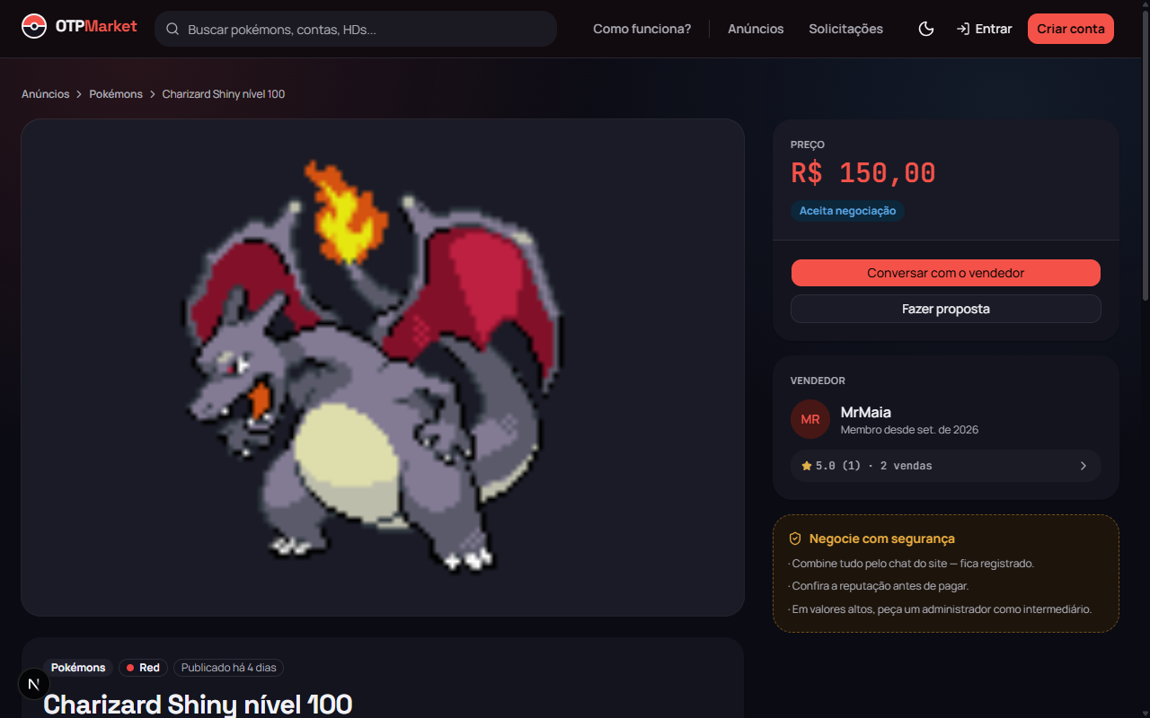 Página de detalhe de um anúncio